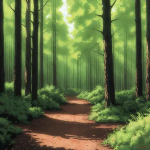 Serene Forest Path in Summertime