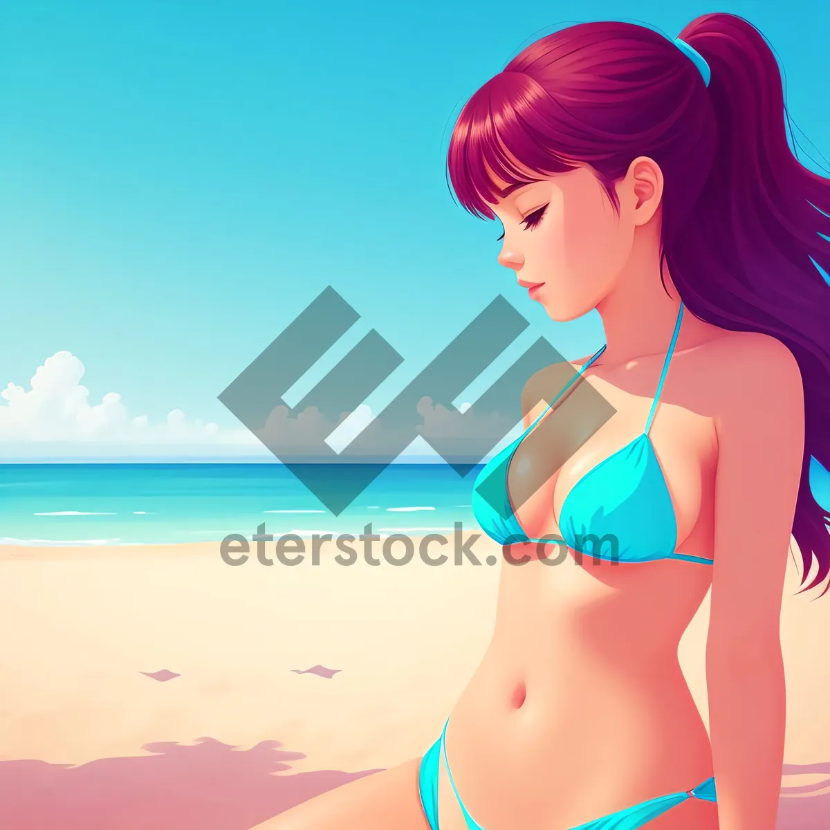 Picture of Stylish Smiling Bikini Model with Radiant Happiness