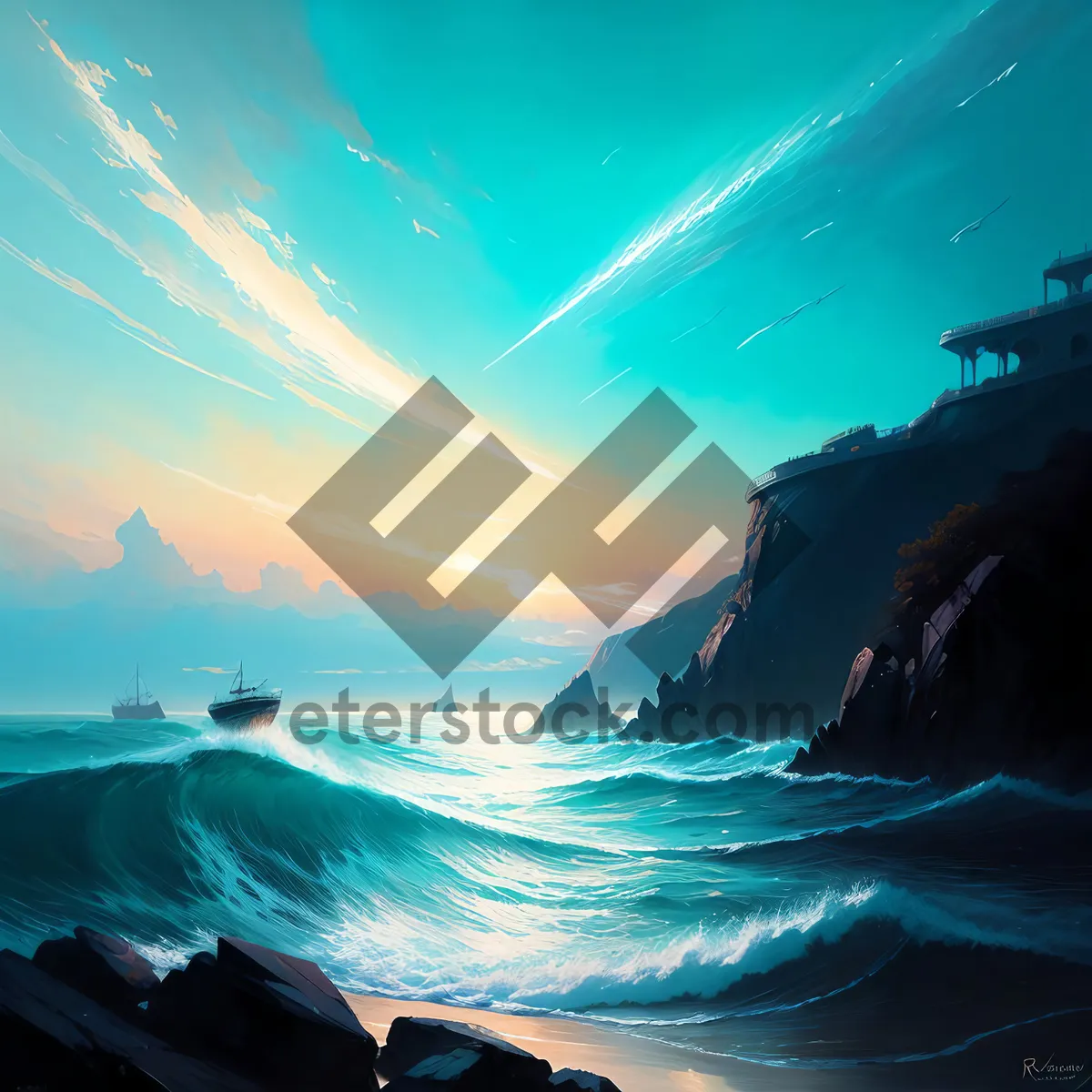Picture of Serenity by the Shore: Captivating Sunset over the Ocean