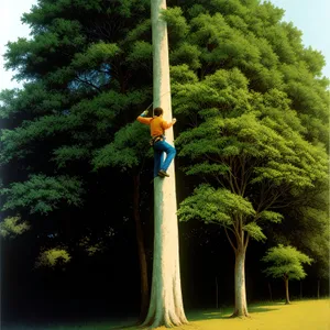 Skyward View of Majestic Park Structure with Tree and Pole