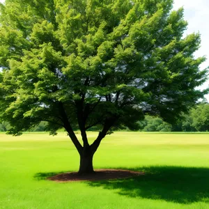 Summer Oak Forest in Countryside Landscape