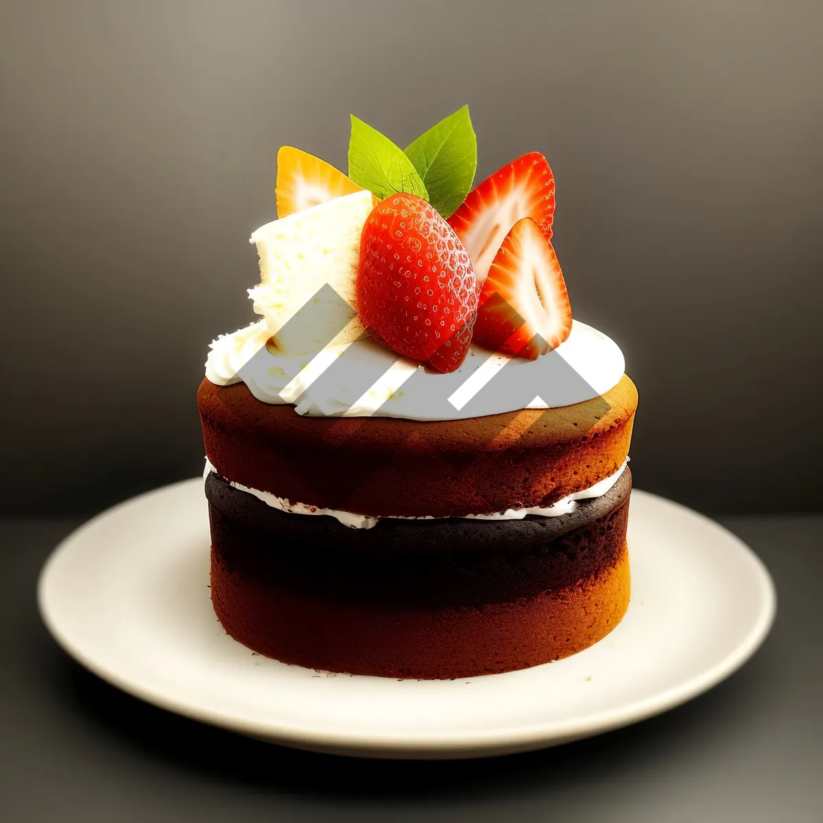 Picture of Healthy Fruit Plate with Fresh Strawberries and Cake