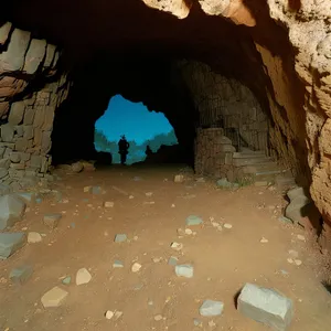 Ancient Cliff Dwelling amidst Majestic Mountain Landscape