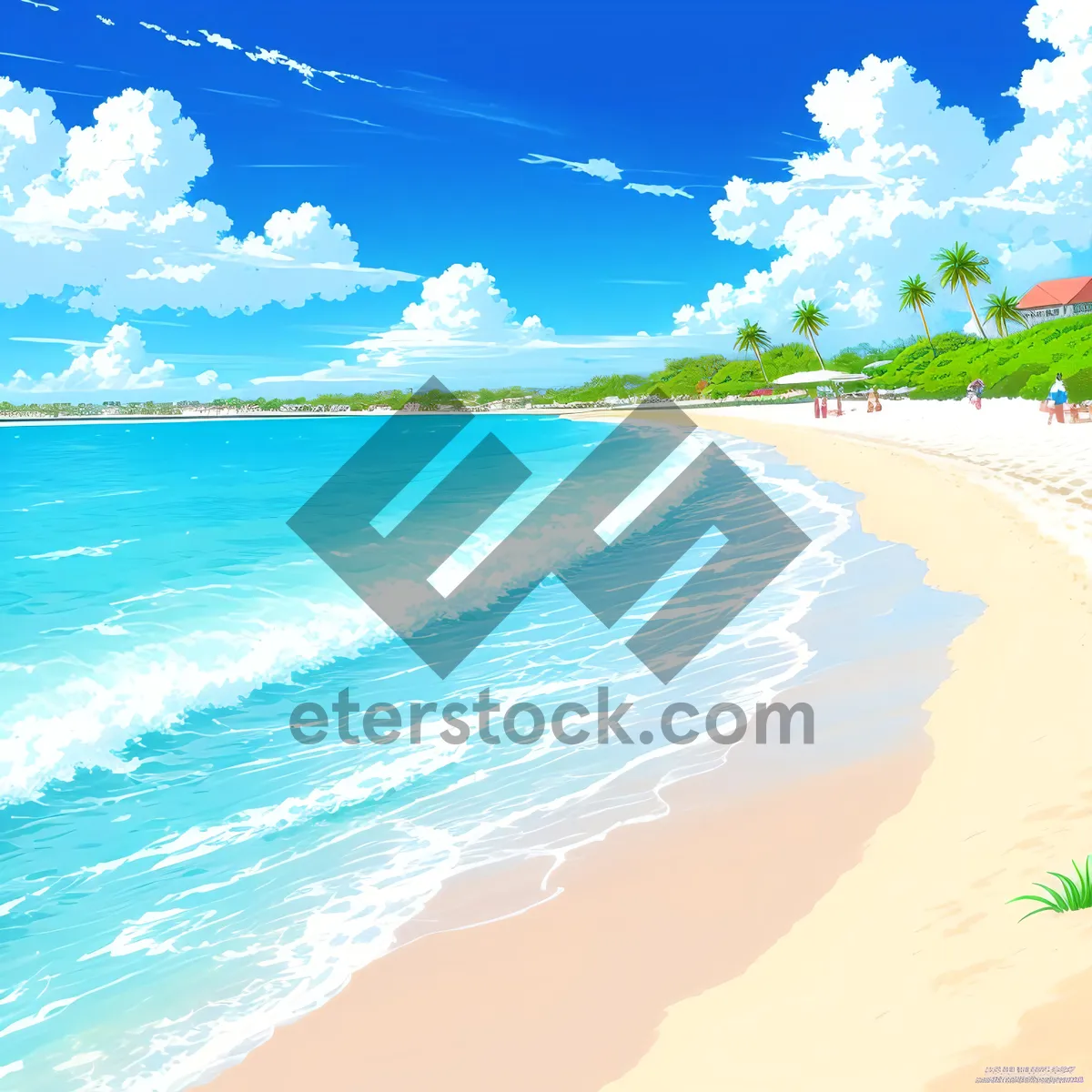 Picture of Tranquil shoreline with turquoise waves.