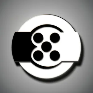 Shiny Black Film Reel Icon: Circular Button Design