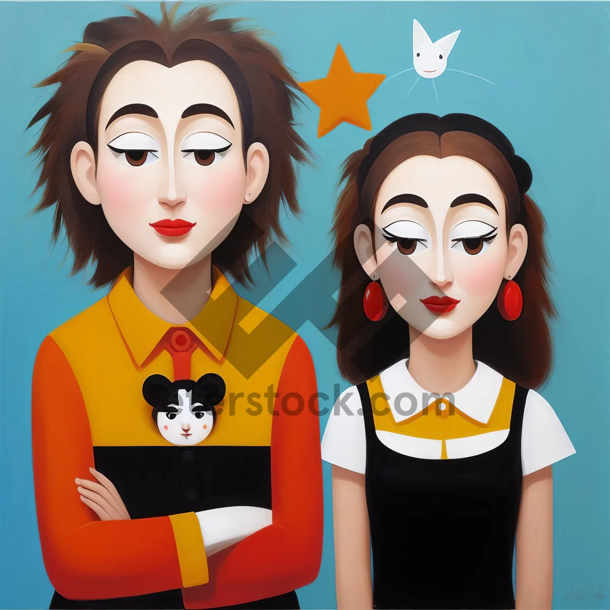 Picture of Seductive fashion cartoon housewife with stylish hair clip art
