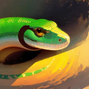 Eye-catching Green Vine Snake amidst Tropical Wildlife