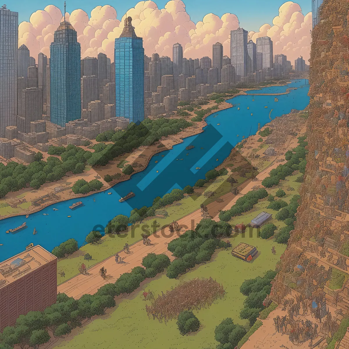 Picture of Cityscape View of Historic Castle and Tower