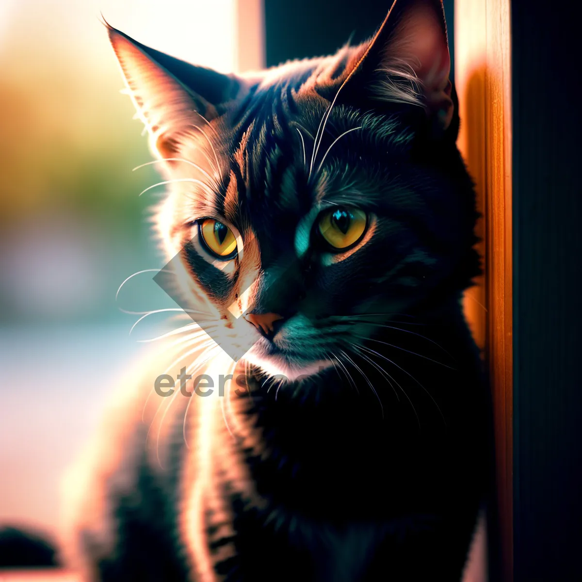 Picture of Furry Feline Friend: Tabby Cat with Curious Eyes