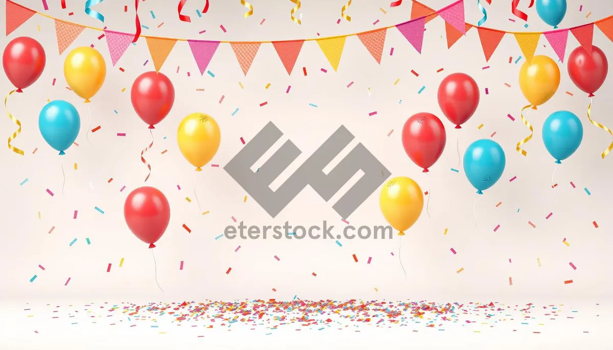 Picture of Colorful Party Celebration Decor with Balloons and Confetti