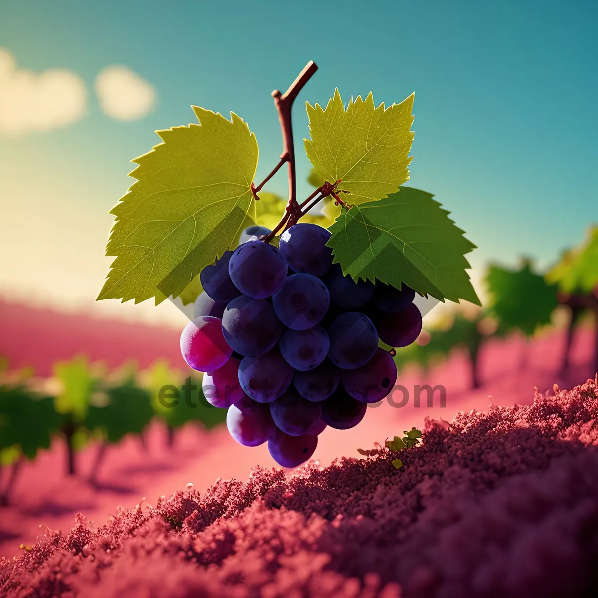 Picture of Autumn Harvest: Organic Juicy Purple Grapes from Vineyard