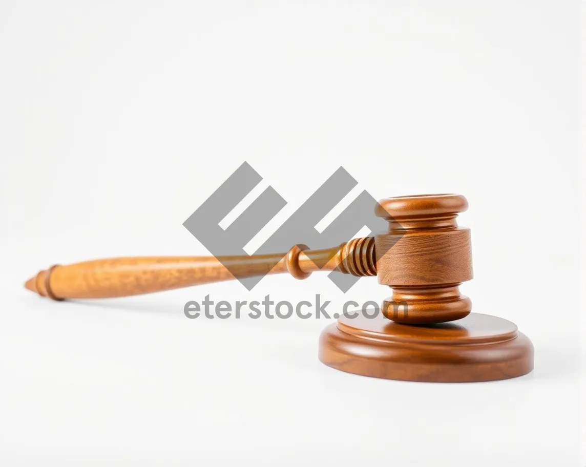 Picture of Wooden gavel for legal judgment at auction court.