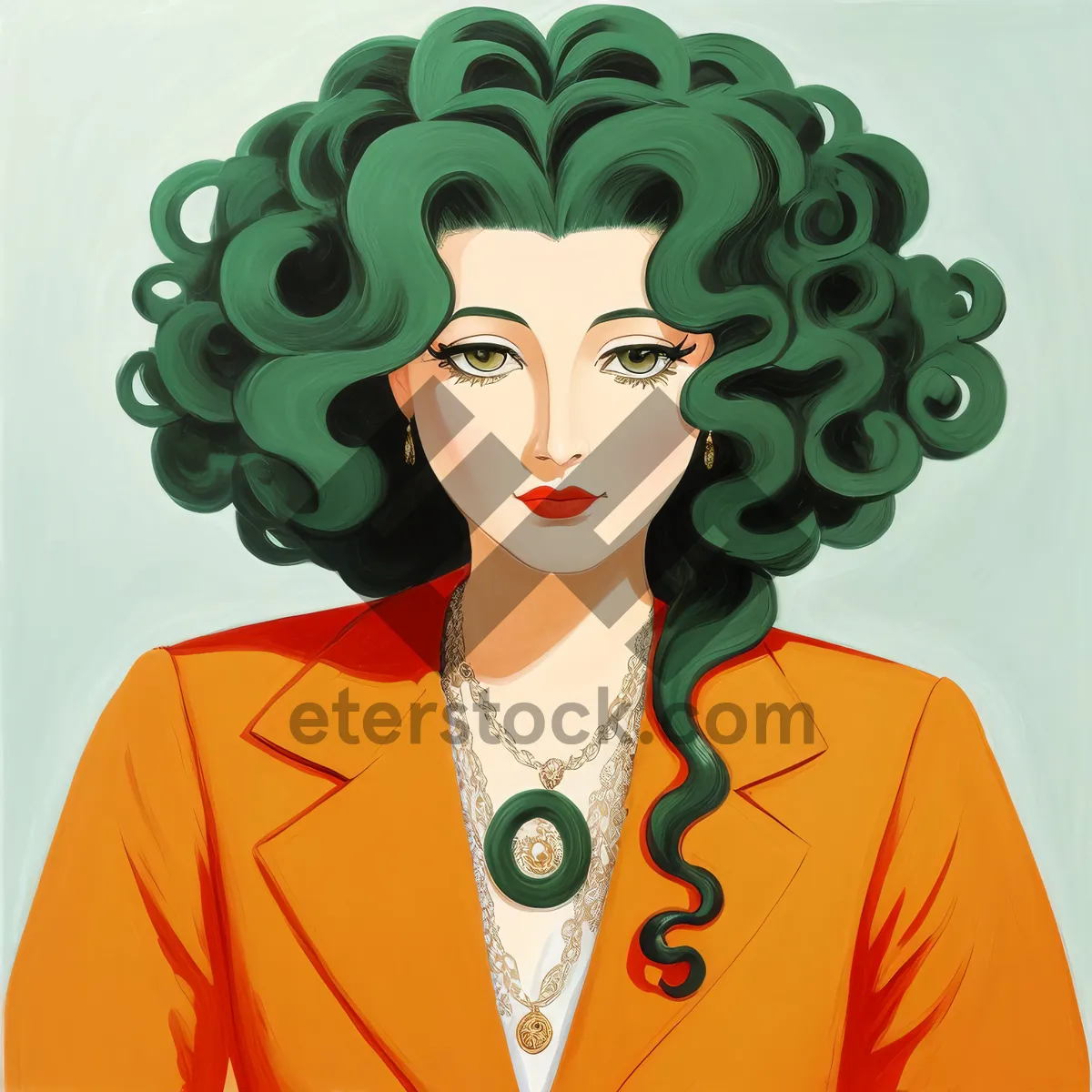 Picture of Stylish Cartoon Housewife with Attractive Fashion Sense