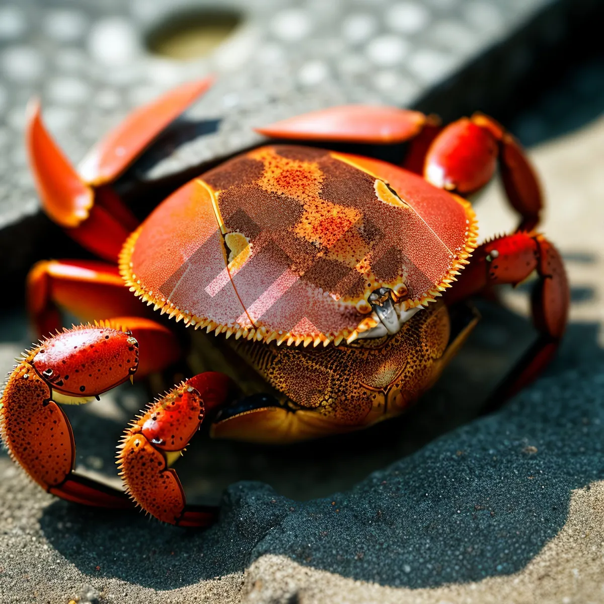 Picture of Rock Crab on Shell: Majestic Crustacean Close-Up