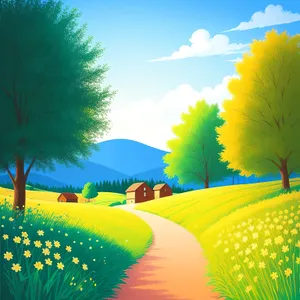 Vibrant Sunrise Over Colorful Meadow