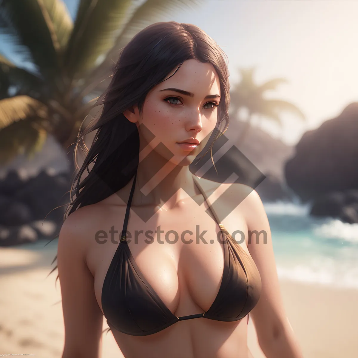 Picture of Sultry beach goddess in seductive beachwear