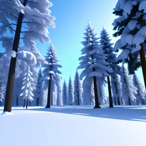 Winter Wonderland: Snowy Fir Trees in Crystal Landscape