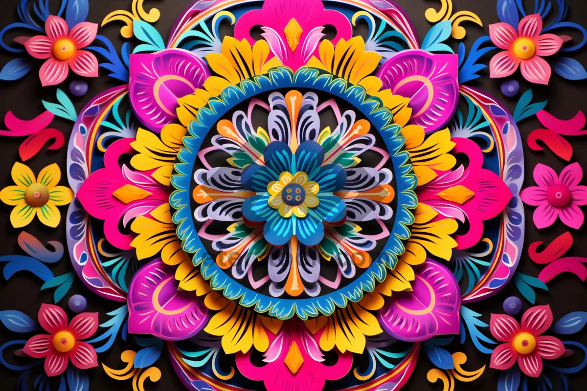 Picture of Colorful geometric floral pattern wallpaper design