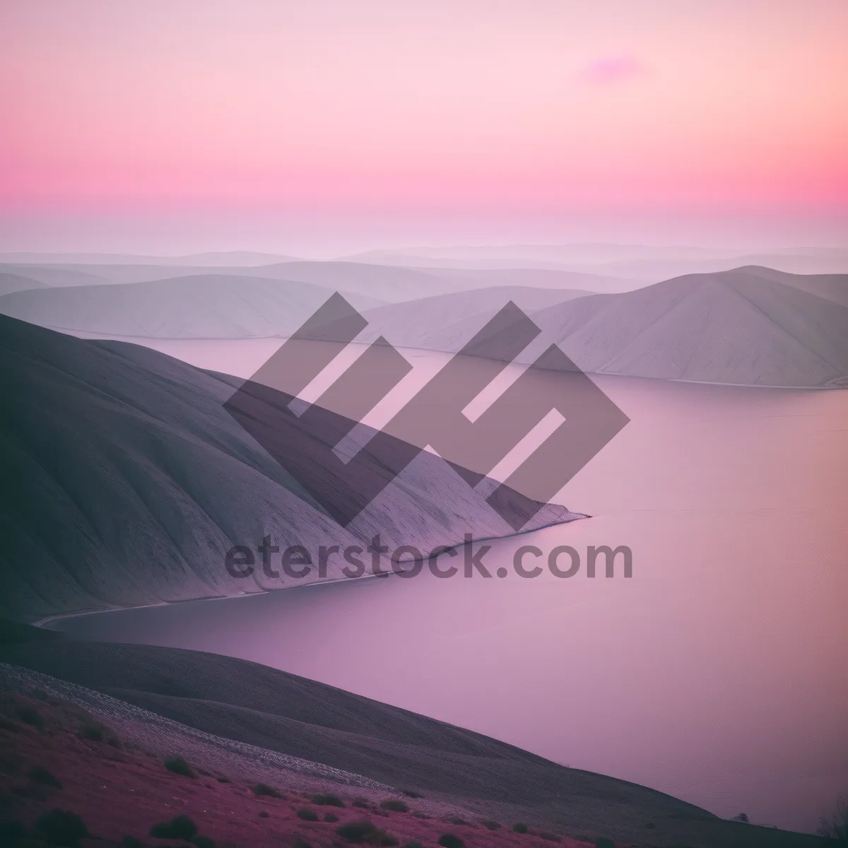 Picture of Highland Mountain Sunset Over Sandy Dunes and Scenic Sky