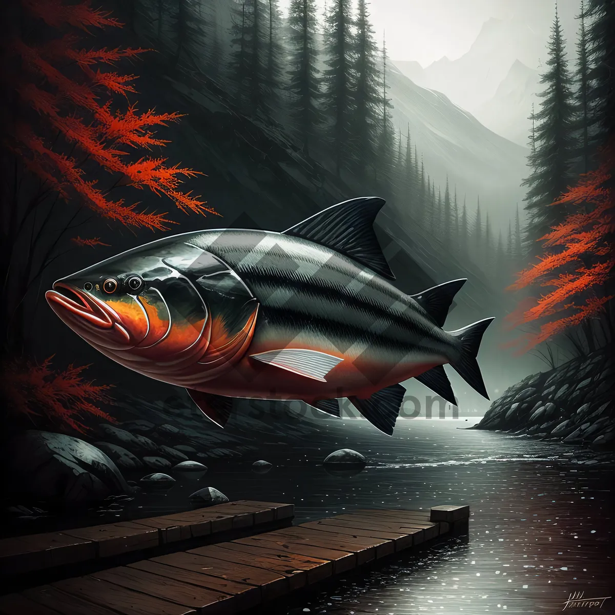 Picture of Succulent Coho Salmon in Tranquil Waters