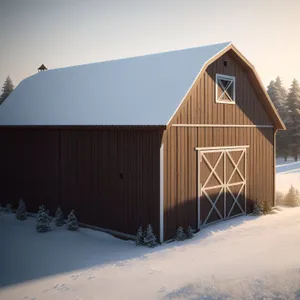 Cozy Country Barn beneath Snow-Capped Roof