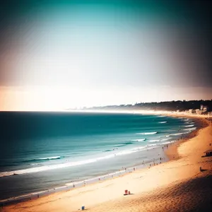 Tranquil Tropical Paradise: Beach, Sun, and Turquoise Waves