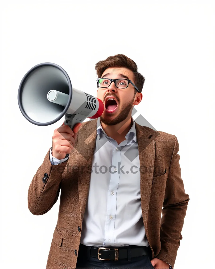 Picture of Smiling businessman with a headset and phone communication