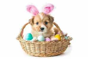 Healthy Easter Egg in Cute Wicker Basket