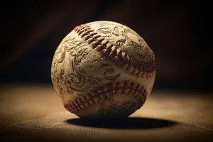 Baseball equipment with ball for sports game.