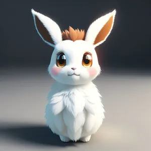 Cute Cartoon Bunny with Fluffy Ears