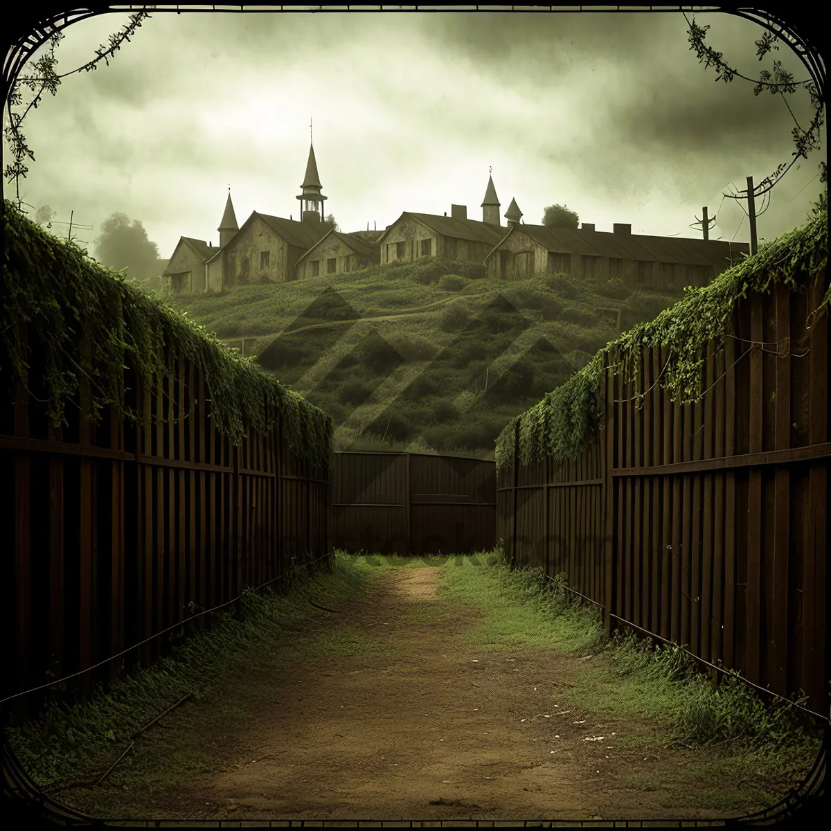 Picture of Vintage Penitentiary Walls amidst Scenic Landscape