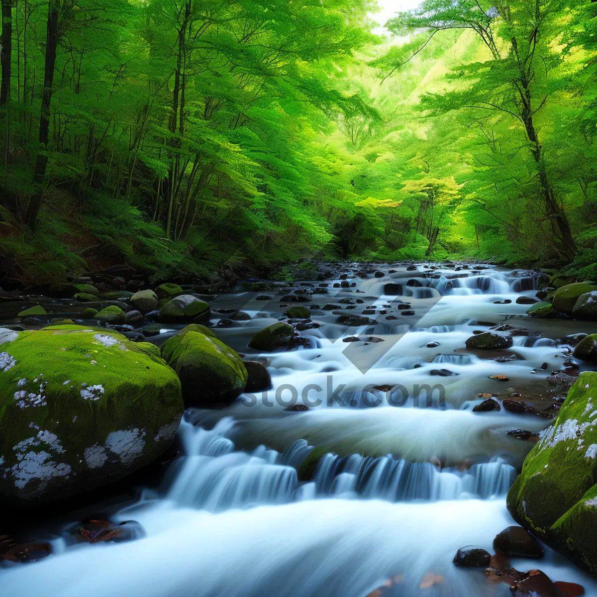 Picture of Serene Waterfall in Enchanting Forest