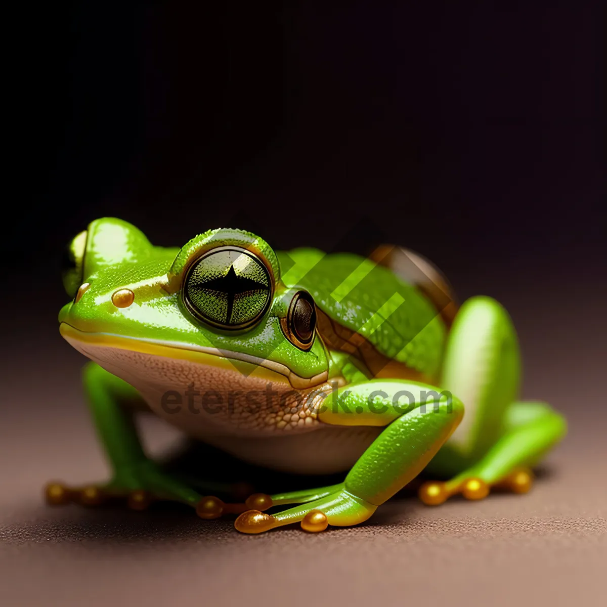 Picture of Bulging-eyed Tree Frog Peeking from Leaf