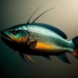 Marine Finned Beauty: A Vibrant Swordfish Swimming Underwater.