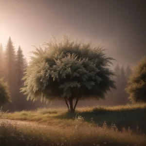 Serene Countryside Landscape with Majestic Cabbage Trees