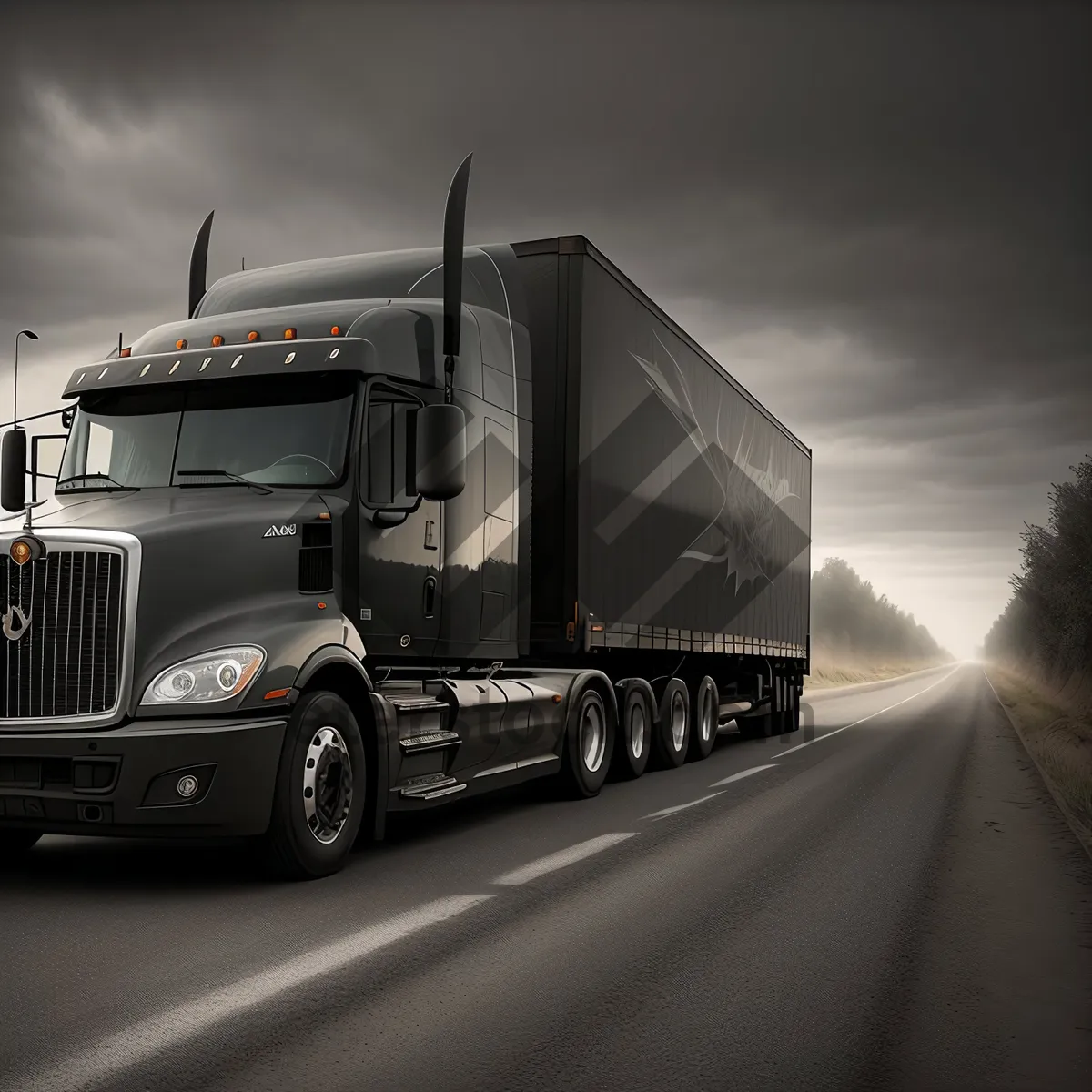 Picture of Freight Transport on Busy Highway