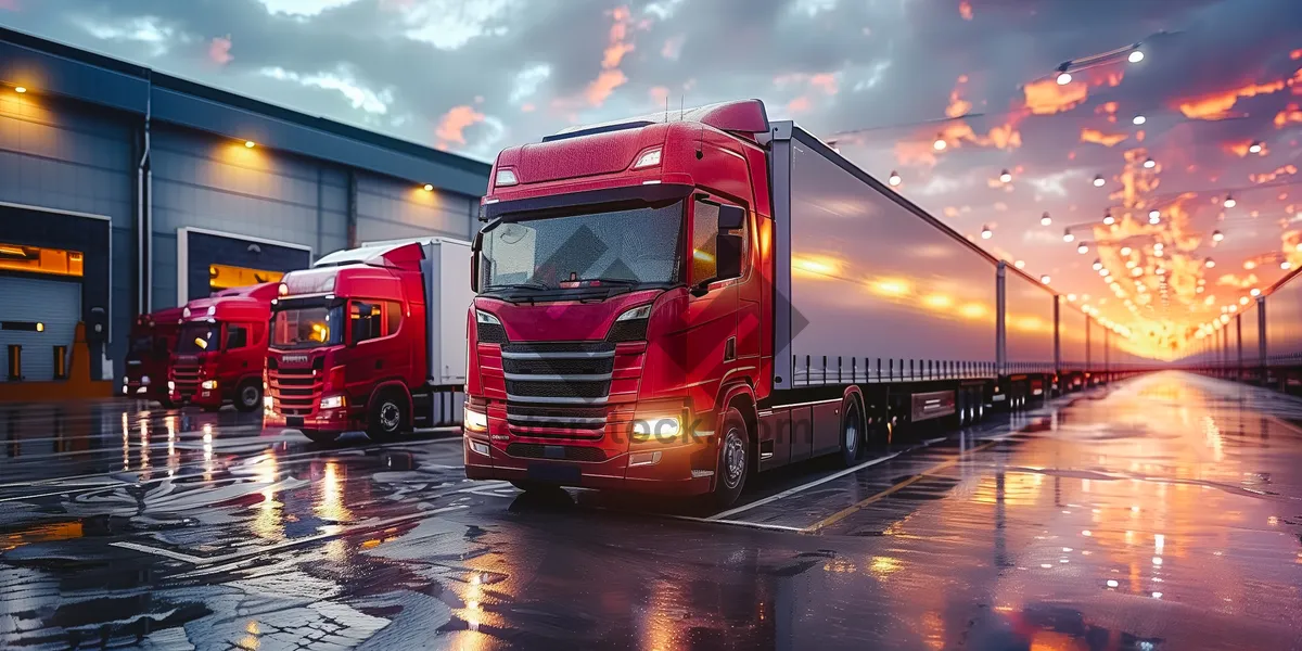 Picture of Highway Cargo Trailer Transport Truck Logistics Vehicle.