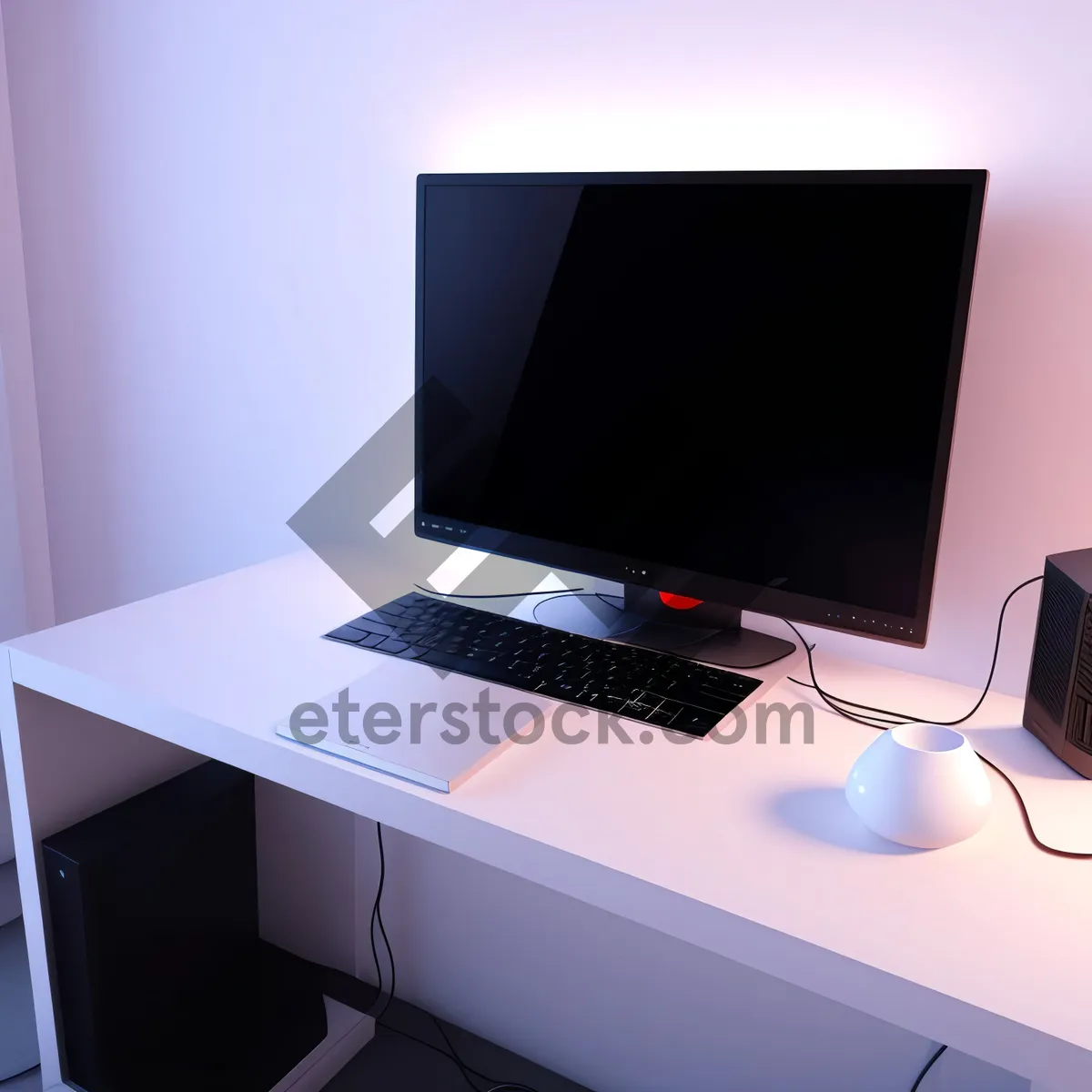 Picture of Modern office desktop computer with keyboard and mouse