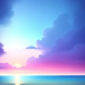 Serene Summer Skies Embrace Golden Sunset