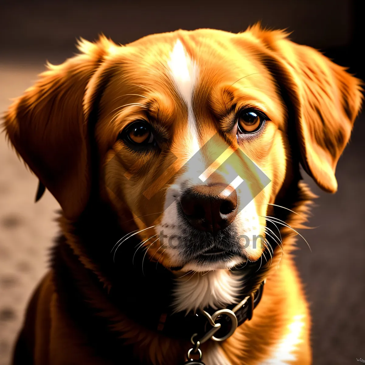 Picture of Adorable Golden Retriever Puppy on Leash