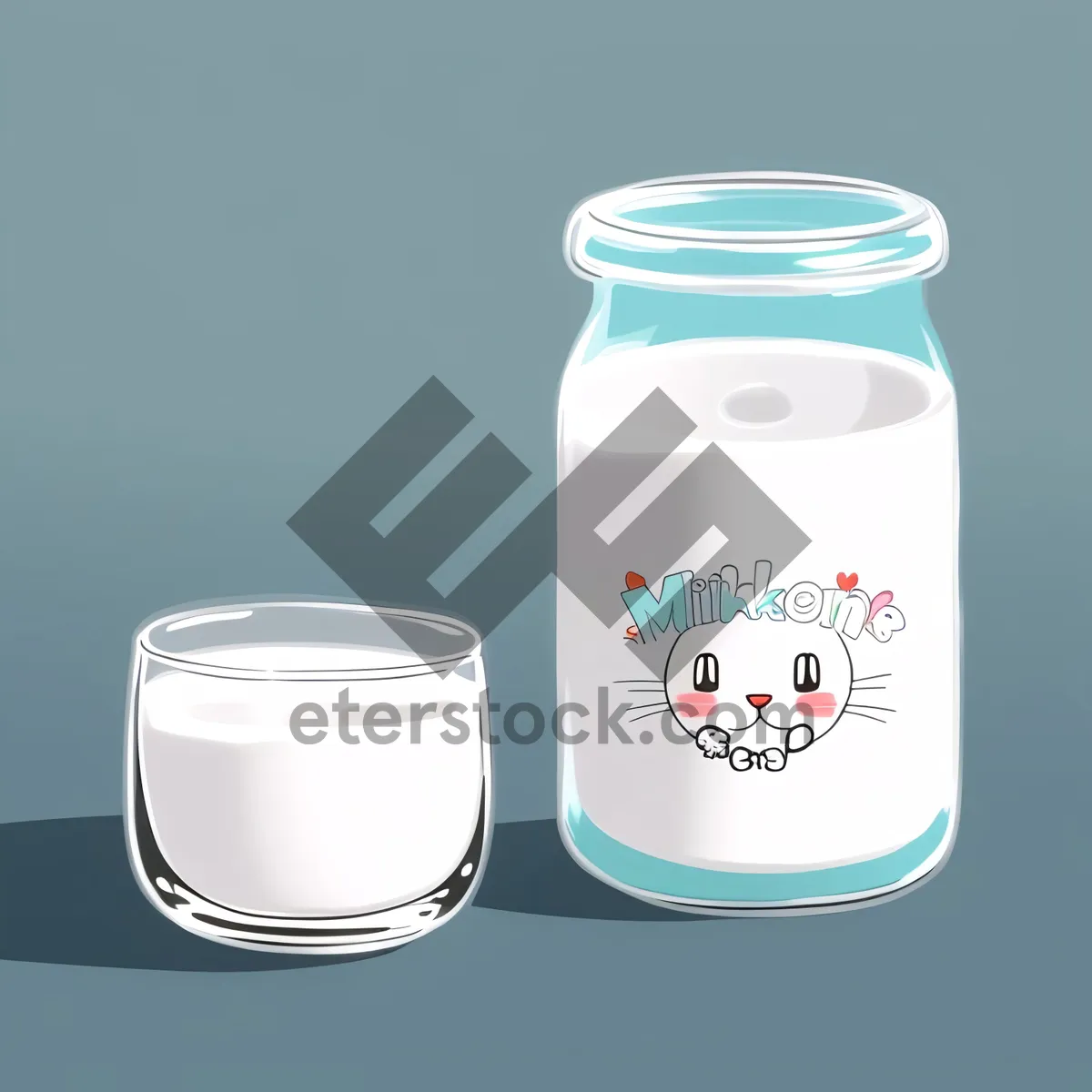 Picture of Refreshing morning glass of milk on saucer