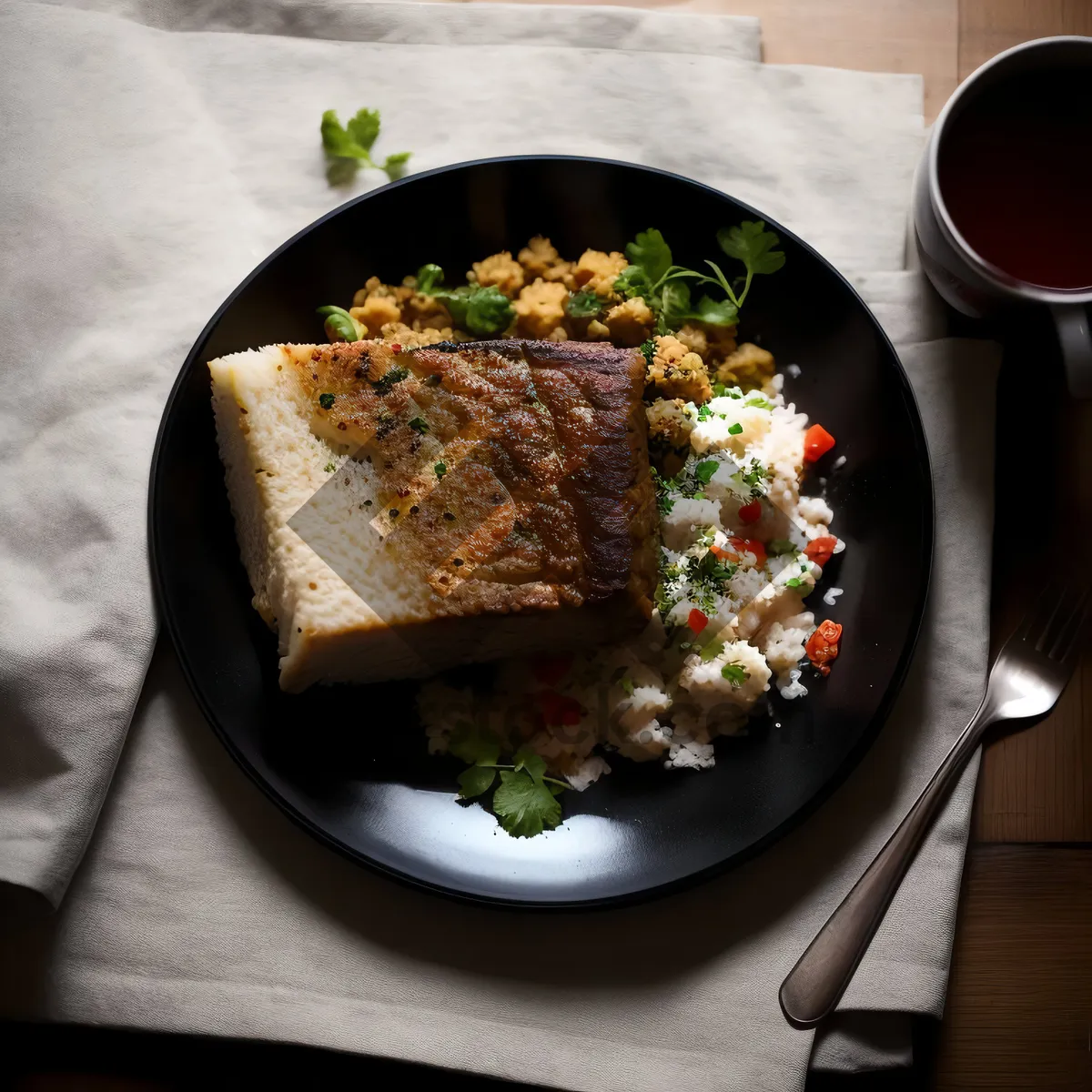 Picture of Delicious gourmet salad with grilled beef and vegetables