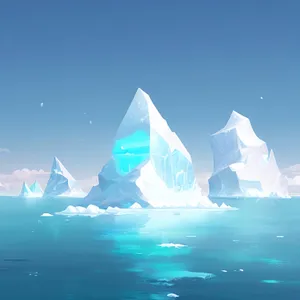 Arctic Winter Sky with Clouds and Ice