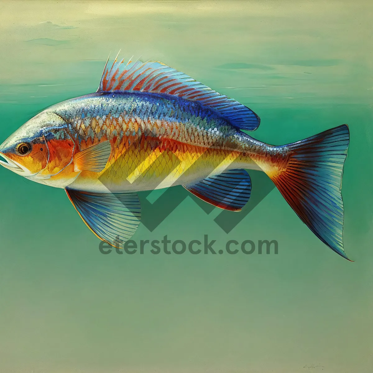 Picture of Colorful Snapper Fish Swimming in Aquarium