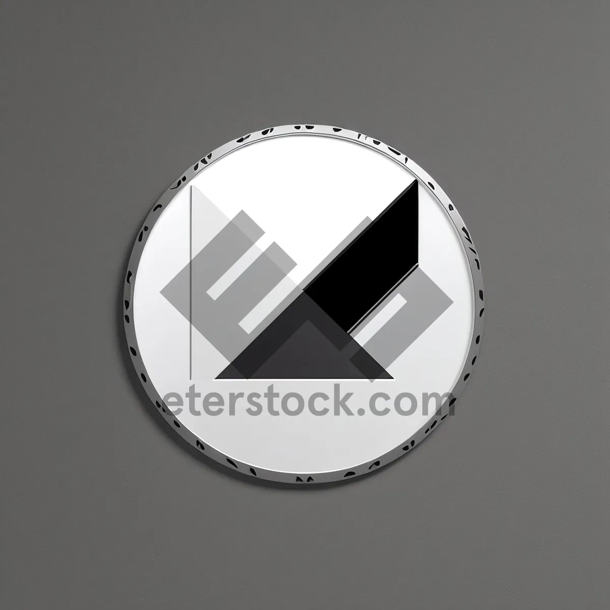 Picture of Shiny Black Metal Round Icon Button with Reflection