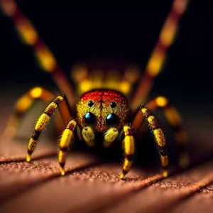 Garden Spider Close-Up: Black Arachnid on Web
