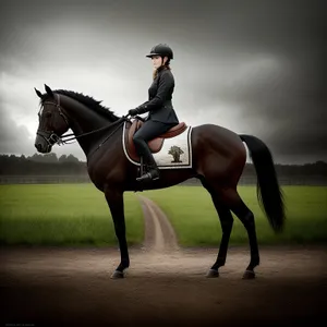 Thoroughbred Stallion with Leather Saddle, Leading Rein