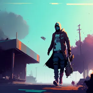 Patriotic Stadium Crowd Cheering in Nighttime