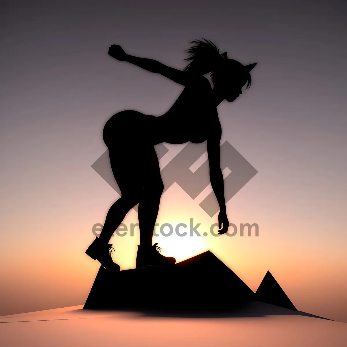 Picture of Dynamic Athlete in Silhouette Engaging in Sport