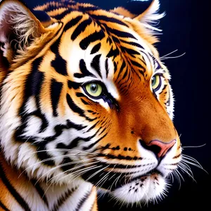 Wild Striped Tiger Cat in Jungle